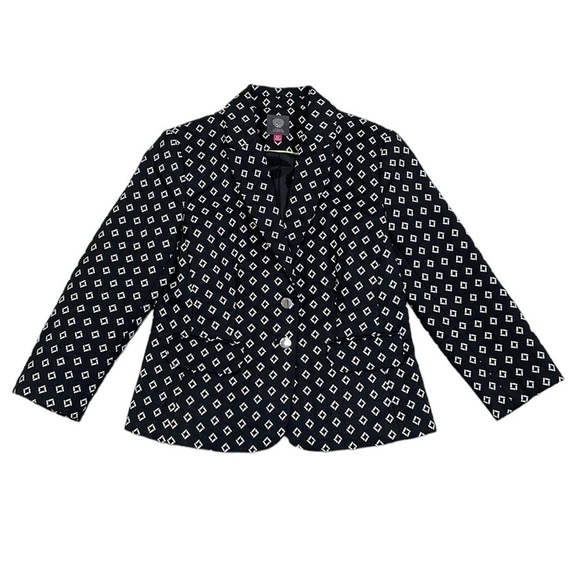 Vince Camuto Blazer Women's 6P 6 Petite Black White Jacket Collared - Picture 4 of 14